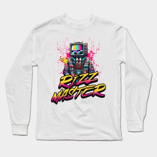 Rizz Master Streetwise Slang - Retro TV Vintage Statement Novelty Graphic Tee T-Shirt Long Sleeve T-Shirt